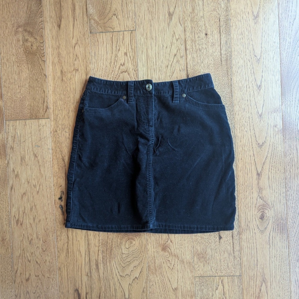 Brooks Brothers Mini Skirt Black Corduroy Five-Pocket Sz 0 Classic Minimalist